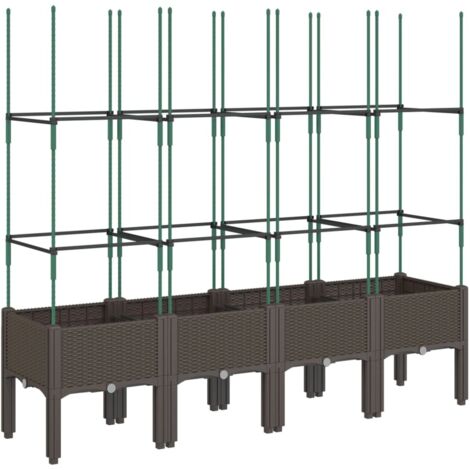 Jardinière，Bac à fleurs，Pot de fleurs avec treillis marron 160x40x142,5 cm PP CFW71959