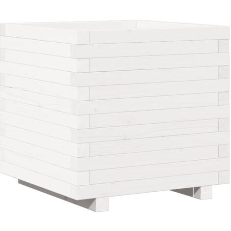 Jardinière，Bac à fleurs，Pot de fleurs blanc 50x50x49,5 cm bois de pin massif CFW94877