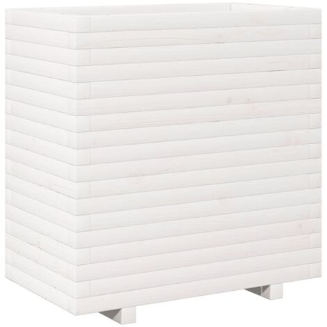 Jardinière，Bac à fleurs，Pot de fleurs blanc 70x40x72,5 cm bois de pin massif CFW34010