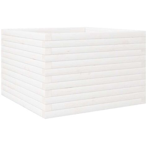 Jardinière，Bac à fleurs，Pot de fleurs blanc 70x70x46 cm bois de pin massif CFW49740