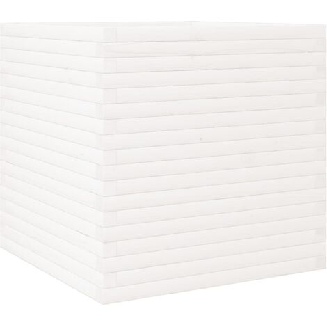 Jardinière，Bac à fleurs，Pot de fleurs blanc 70x70x68,5 cm bois de pin massif CFW70177