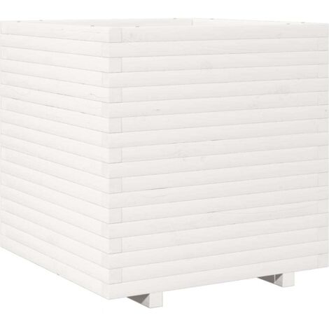 Jardinière，Bac à fleurs，Pot de fleurs blanc 70x70x72 cm bois de pin massif CFW81034
