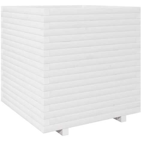 Jardinière，Bac à fleurs，Pot de fleurs blanc 70x70x72,5 cm bois de pin massif CFW66584