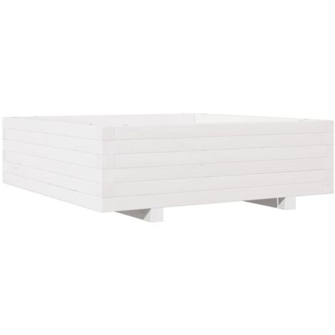 Jardinière，Bac à fleurs，Pot de fleurs blanc 80x80x26,5 cm bois de pin massif CFW27229