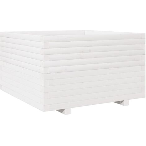 Jardinière，Bac à fleurs，Pot de fleurs blanc 80x80x49,5 cm bois de pin massif CFW44781