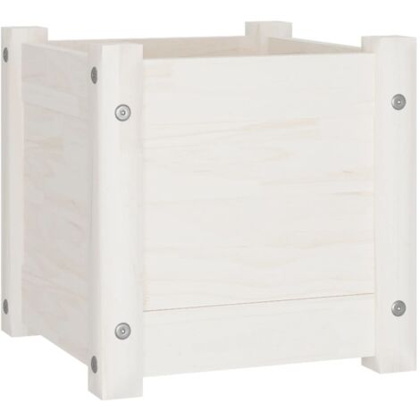 Jardinière，Bac à fleurs，Pot de fleurs d'extérieur Blanc 31x31x31 cm Bois de pin massif CFW31859