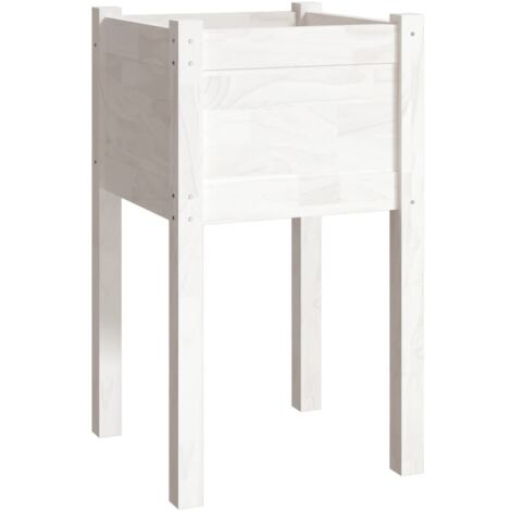 Jardinière，Bac à fleurs，Pot de fleurs d'extérieur Blanc 40x40x70 cm Bois de pin massif CFW89917