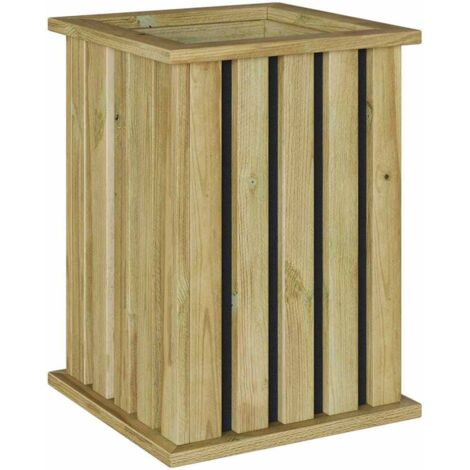 Jardinière，Bac à fleurs，Pot de fleurs Marron 33 x 33 x 45 cm Pin imprégné CFW58008