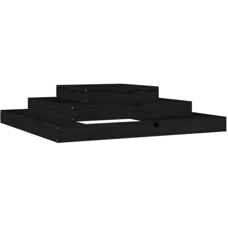 Jardinière，Bac à fleurs，Pot de fleurs Noir 110x110x27 cm Bois massif de pin CFW68799