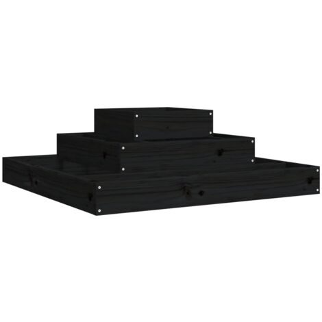 Jardinière，Bac à fleurs，Pot de fleurs Noir 80x80x27 cm Bois massif de pin CFW24435