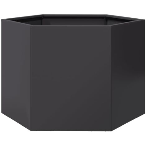 Jardinière，Bac à fleurs，Pot de fleurs noir hexagone 69x60x45 cm acier CFW56847