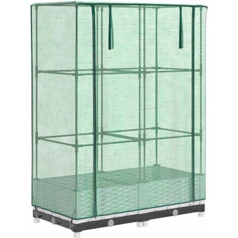 Jardinière，Bac à fleurs，Pot de fleurs surélevée avec housse aspect rotin 80x40x123 cm CFW88923