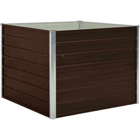Jardinière，Bac à fleurs，Pot de fleurs surélevée Marron 100x100x77 cm Acier galvanisé CFW55164