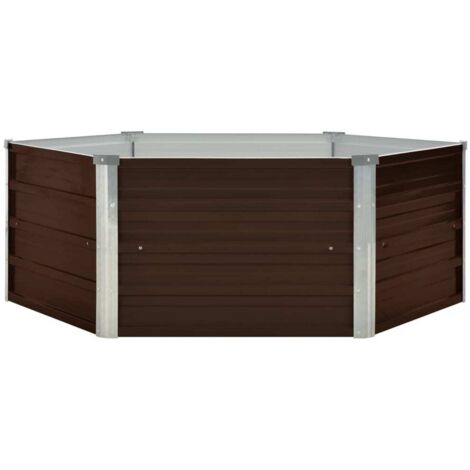 Jardinière，Bac à fleurs，Pot de fleurs surélevée Marron 129x129x46 cm Acier galvanisé CFW33815