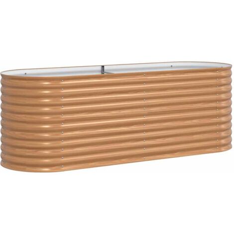 Jardinière，Bac à fleurs，Pot de fleurs surélevée Marron 240 x 80 x 81 cm Acier CFW51646