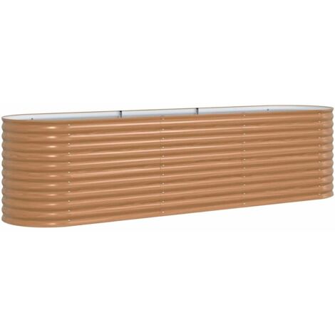 Jardinière，Bac à fleurs，Pot de fleurs surélevée Marron 320 x 80 x 81 cm Acier CFW70229