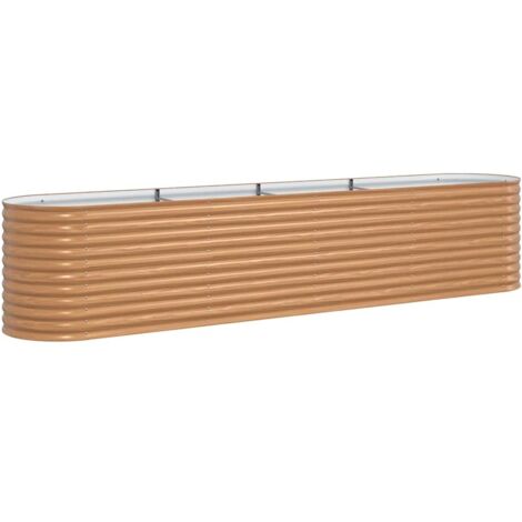 Jardinière，Bac à fleurs，Pot de fleurs surélevée Marron 400 x 80 x 81 cm Acier CFW42576