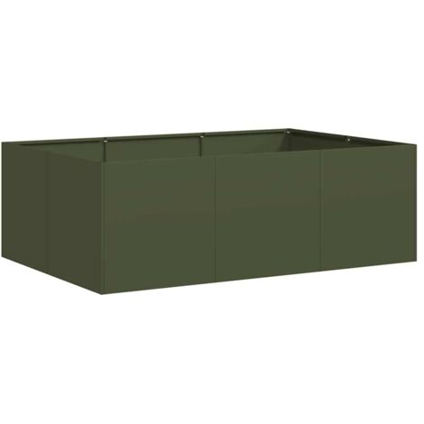 Jardinière，Bac à fleurs，Pot de fleurs vert olive 120x80x40 cm acier CFW14495