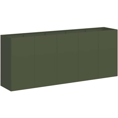Jardinière，Bac à fleurs，Pot de fleurs vert olive 200x40x80 cm acier laminé à froid CFW42886