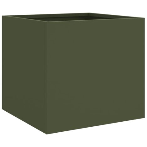 Jardinière，Bac à fleurs，Pot de fleurs vert olive 32x30x29 cm acier CFW72513