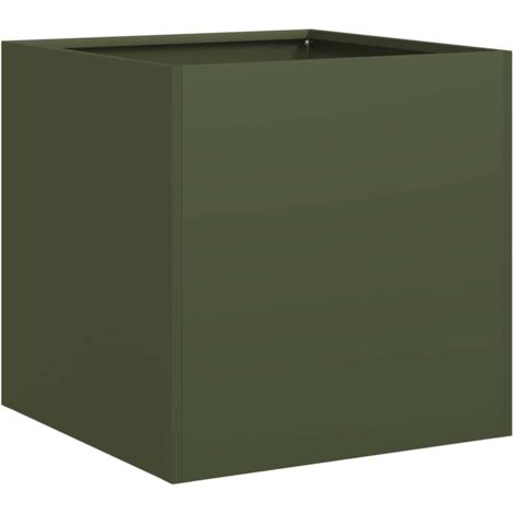 Jardinière，Bac à fleurs，Pot de fleurs vert olive 40x40x40 cm acier laminé à froid CFW61210