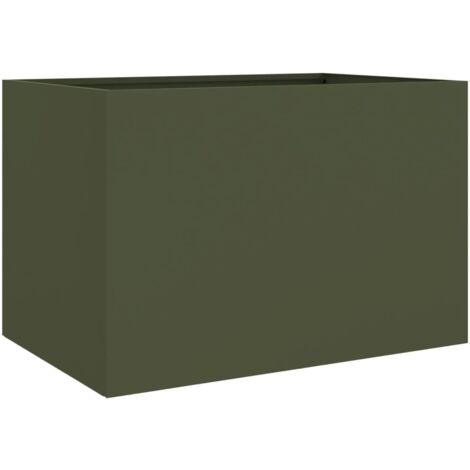 Jardinière，Bac à fleurs，Pot de fleurs vert olive 62x47x46 cm acier CFW81211