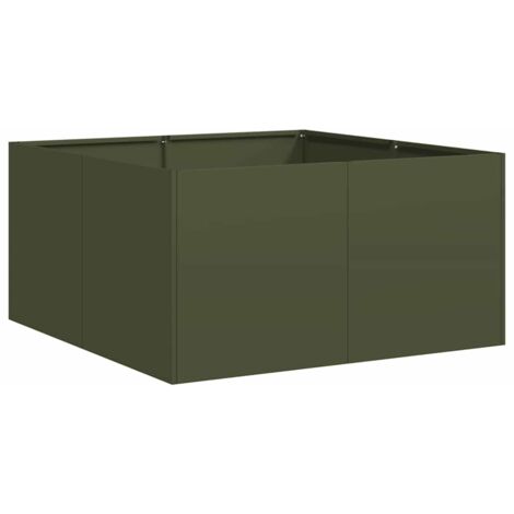 Jardinière，Bac à fleurs，Pot de fleurs vert olive 80x80x40 cm acier laminé à froid CFW84748