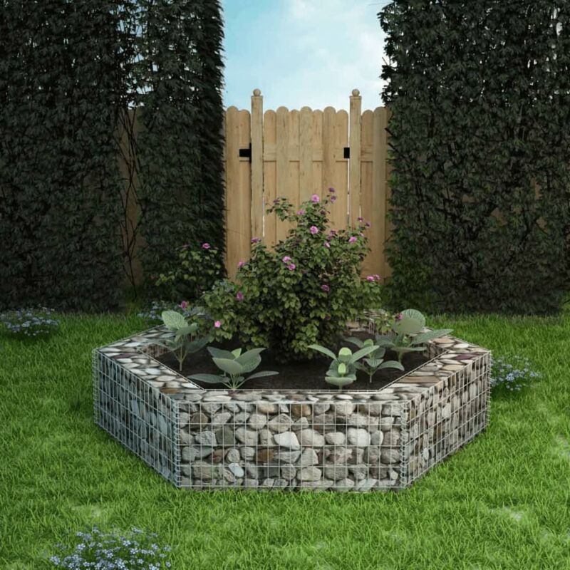 Design In - Jardinière,Lit surélevé à gabion hexagonale 200x173x40 cm CFW32785
