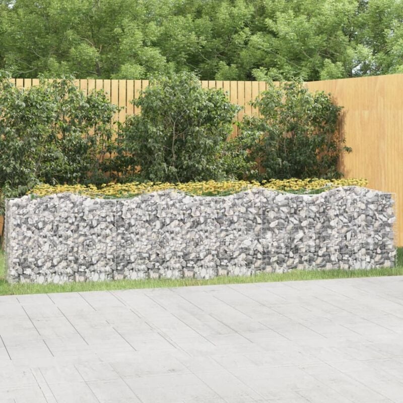 Design In - Jardinière,Lit surélevé à gabions arqué 400x50x100 cm Fer galvanisé CFW79934
