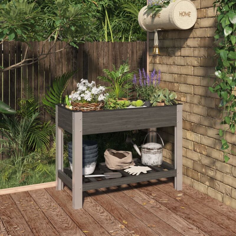 Jardinière,Lit surélevé de jardin avec étagère Gris 100x50x75 cm wpc CFW92997