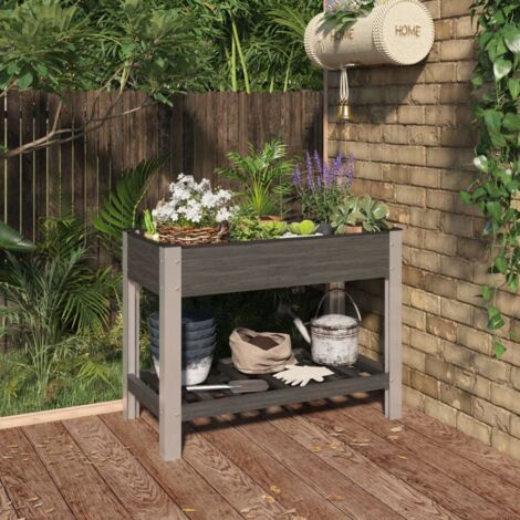 Jardinière，Lit surélevé de jardin avec étagère Gris 100x50x75 cm WPC CFW92997