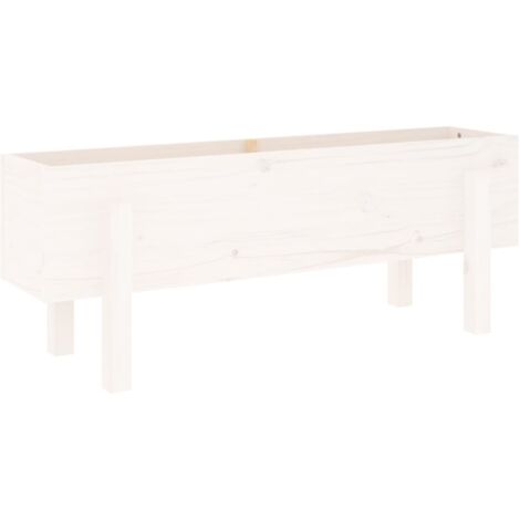 Jardinière，Lit surélevé de jardin blanc 101x30x38 cm bois de pin massif CFW85653