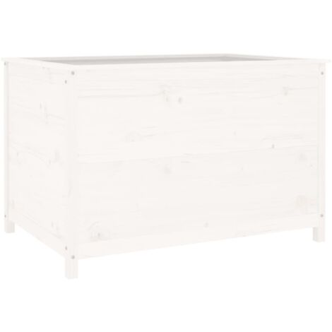 Jardinière，Lit surélevé de jardin blanc 119,5x82,5x78cm bois de pin massif CFW61673