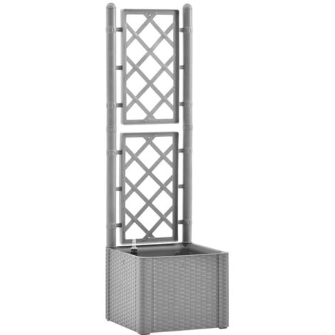 Jardinière，Lit surélevé de jardin et treillis et système d'arrosage Gris CFW77562