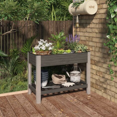 Jardinière,Lit surélevé de jardin,bac à plantes avec étagère Gris 100x50x75 cm WPC - DH39492