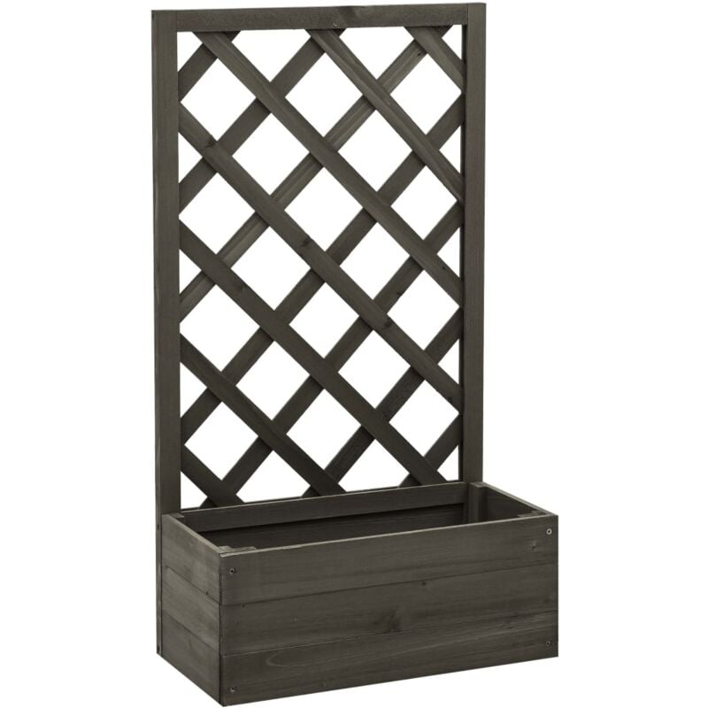 Jardinière,Pot de fleurs,Bac à fleurs à treillis de jardin Gris 50x25x90 cm Bois de sapin CFW35222