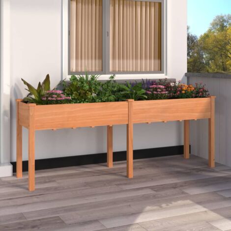 Jardinière，Pot de fleurs，Bac à fleurs avec doublure marron 203x53x76 cm bois massif sapin CFW39837