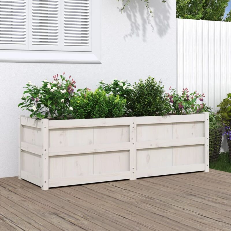 Jardinière,Pot de fleurs,Bac à fleurs blanc 150x50x50 cm bois massif de pin CFW64728
