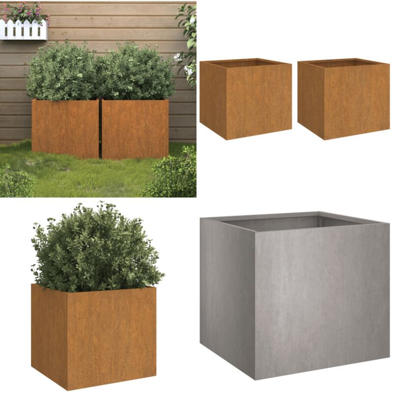 Jardinières 2 pcs 32x30x29 cm acier corten - Jardiniere - Pot De Fleurs - Acier Corten - Bac À Fleurs - Déco Jardin - Home & Living