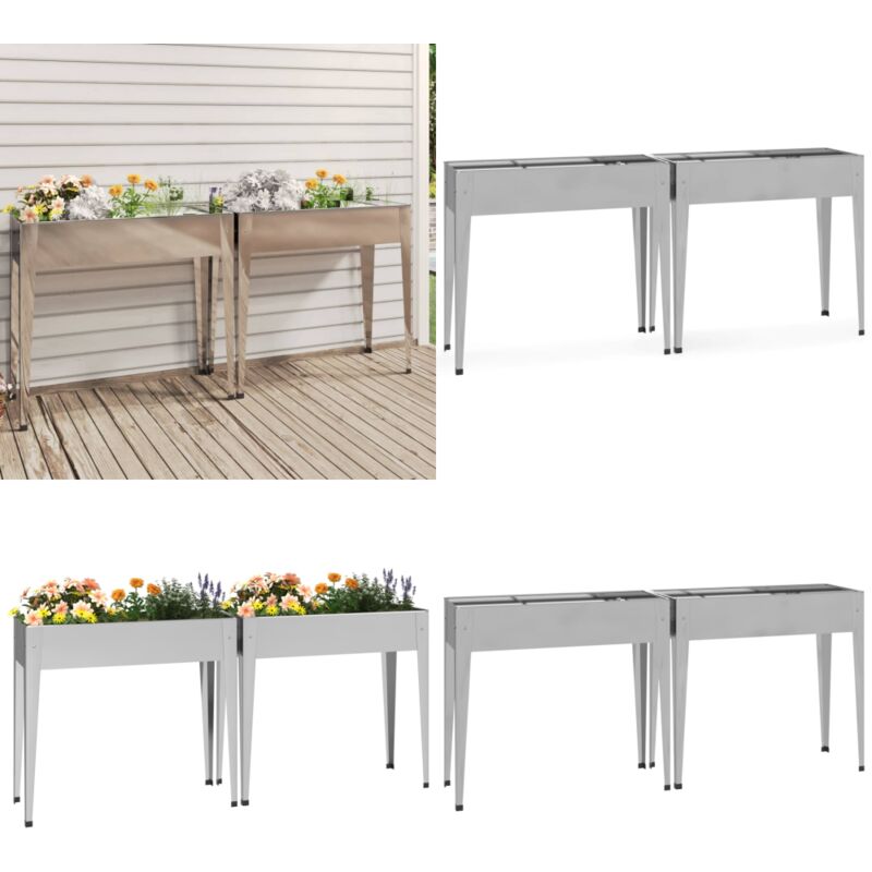 Vidaxl - Jardinières 2 pcs Acier galvanisé - Jardinières Métalliques - Pots De Fleurs Extérieurs - Bacs à Fleurs Surélevés - Déco Jardin