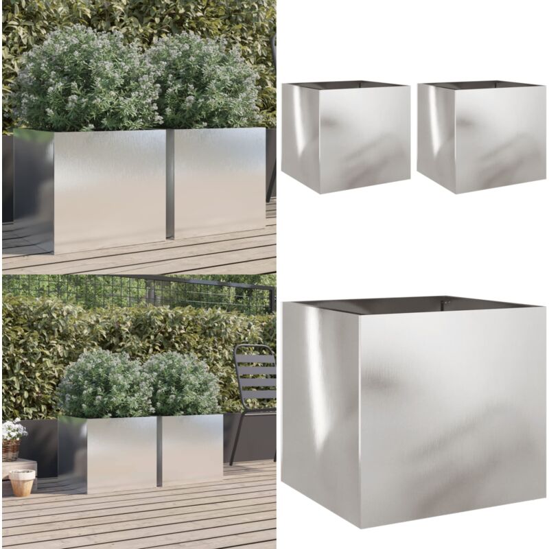 Vidaxl - Jardinières 2 pcs argenté 42x40x39 cm acier inoxydable - Jardiniere - Pots De Fleurs - Balcon - Patio - Jardin - Home & Living