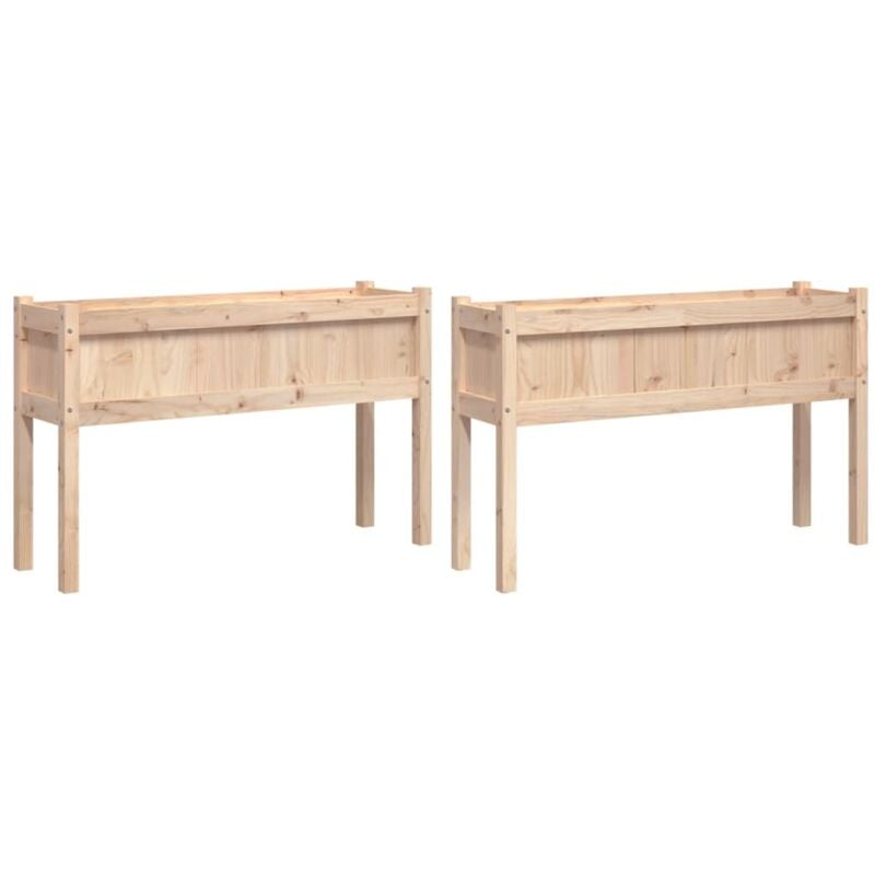 Jardinières 2 pcs avec pieds bois de pin massif Vidaxl