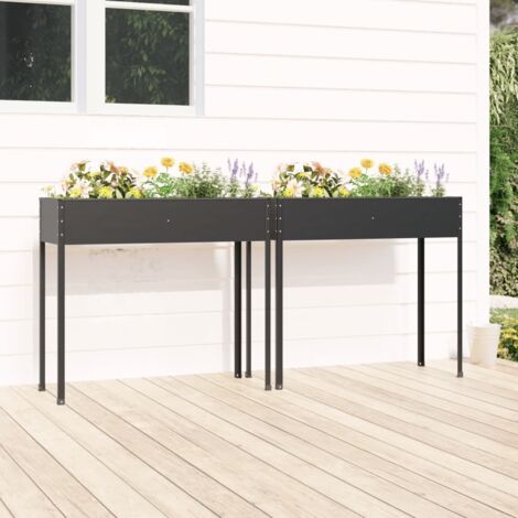 Jardinières 2 pcs Bac A Fleur  Anthracite Acier galvanisé 61199