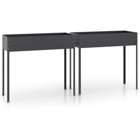 Jardinières 2 pcs  Bac à fleurs Anthracite Acier galvanisé