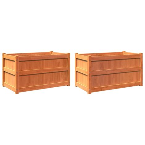 Jardinières 2 pcs  Bac à fleurs cire marron bois de pin massif