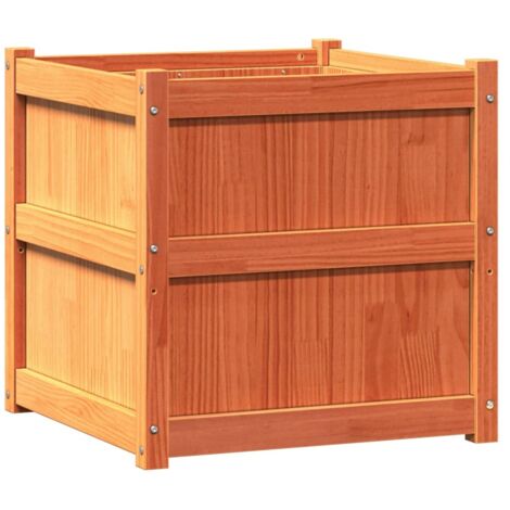 Jardinières 2 pcs  Bac à fleurs cire marron bois de pin massif