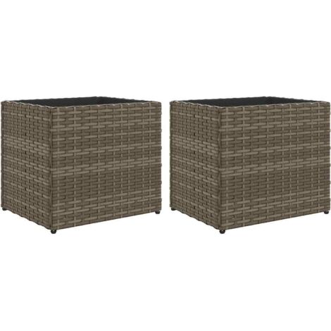 Jardinières 2 pcs  Bac à fleurs gris 36x30x32 cm résine tressée