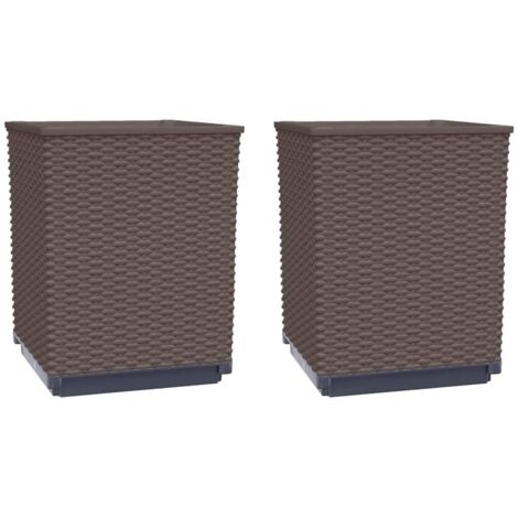 Jardinières 2 pcs  Bac à fleurs marron 30x30x37 cm polypropylène