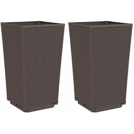 Jardinières 2 pcs  Bac à fleurs marron 32,5x32,5x57 cm polypropylène