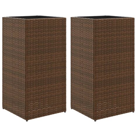 Jardinières 2 pcs  Bac à fleurs marron 40x40x80 cm résine tressée